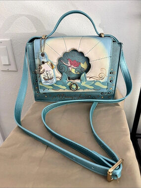 Danielle Nicole The Little Mermaid Ship in a Bottle Crossbody Bag Blue & White